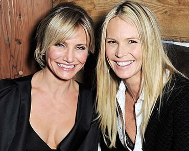 Macpherson shows off her new lippy look as she parties with Cameron Diaz